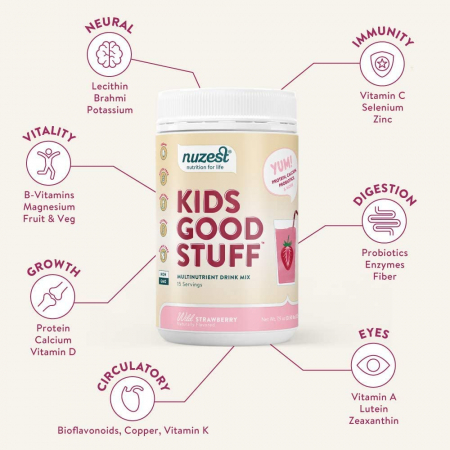 Kids Good Stuff, Shake Proteic cu Multivitamine, Fragi, 225g [2]