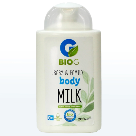Cosmetice - Lapte de Corp Natural Bebeluși BIO G BABY 200 ml - cu Apă cu Argint, Ulei de Migdale, Susan și Mușețel