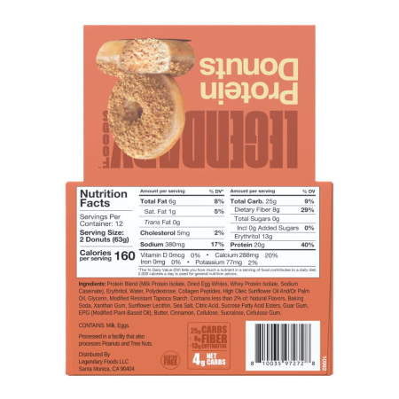 Legendary Foods Protein Donut With Cinnamon Crumble Flavor, Gogoasa Proteica Cu Aroma De Topping Crocant Cu Scortisoara, 63 G [4]