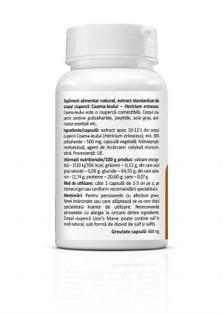 Lions Mane * 60 cps (sistem nervos,reduce oboseala mentala) [1]