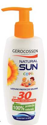 Cosmetice - Loțiune pentru plajă pentru copii Natural Sun SPF 30, 200 ml, Gerocossen - protecție minerală UVA/UVB