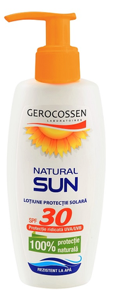 Cosmetice - Loțiune pentru protecție solară SPF 30 Natural Sun, 200 ml, Gerocossen - protecție minerală UVA/UVB și hidratare