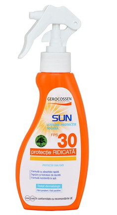 Cosmetice - Loțiune pentru protecție solară SPF 30 Sun, 200 ml, Gerocossen - protecție UVA/UVB și hidratare cu ulei de argan