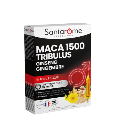 Sănătatea bărbaților - Maca 1500 Tribulus Ginseng Ghimbir x 20 fiole Santarome