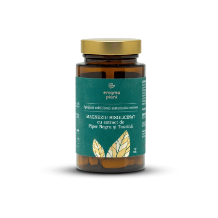 Magneziu - Magneziu Bisglicinat cu Taurină și Piper Negru , 60 tablete - 90 mg magneziu per tabletă