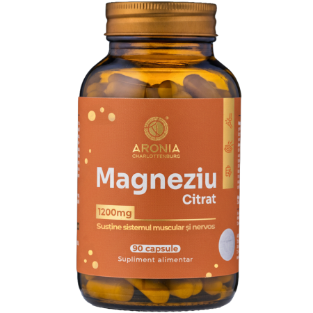 Magneziu - Magneziu Citrat la 1200 mg - 90 capsule pentru relaxare musculară, echilibru nervos și confort digestiv