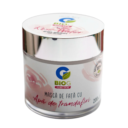 Cosmetice - Mască Naturală pentru Față BIO G Pure Skin 200 ml - cu Rosa Damascena, Acid Hialuronic, Kaolin și Zinc