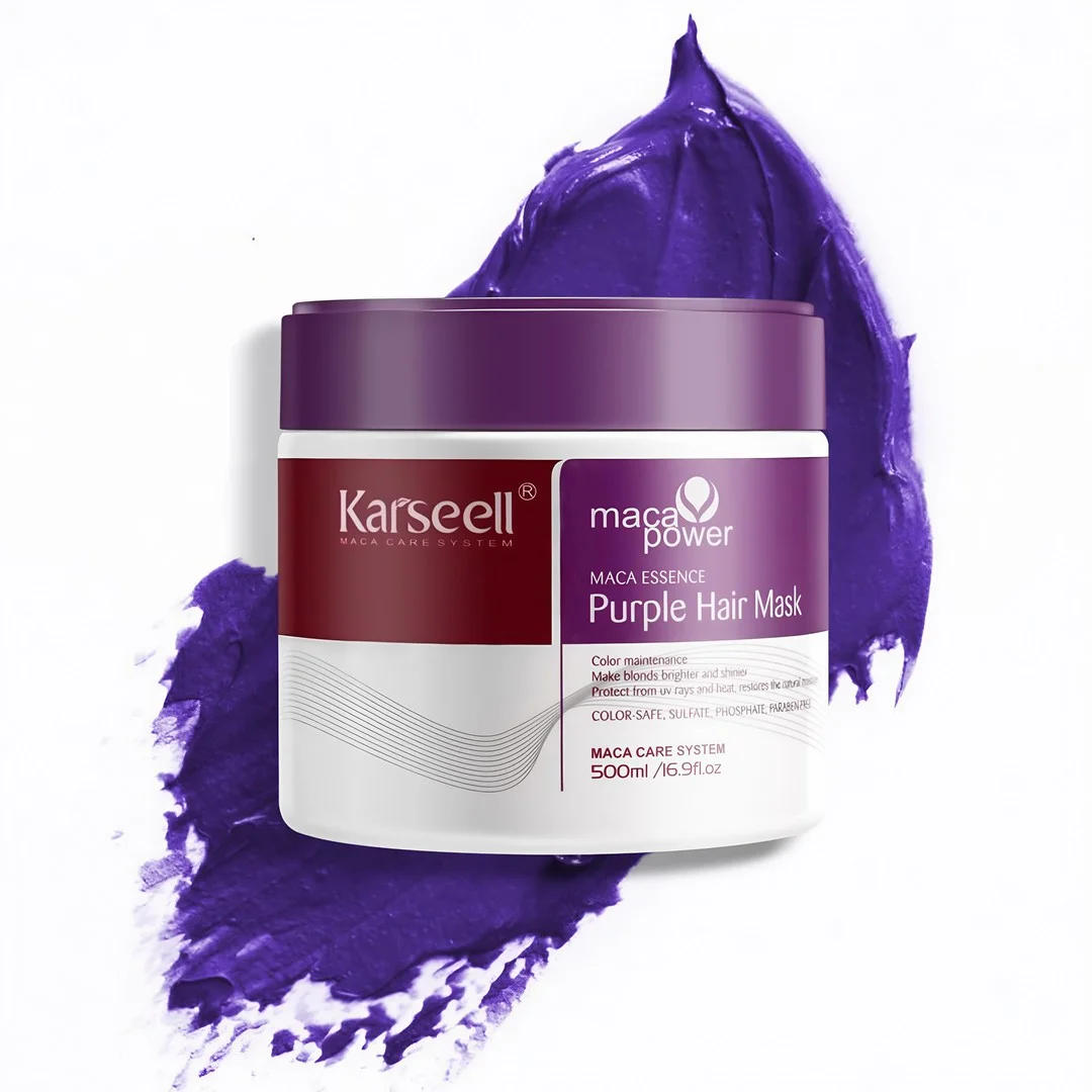 Cosmetice - Masca KARSEELL tratament par Mov/Violet ( neutralizeaza tonurile galbene si portocalii, hidrateaza si repara parul blond, decolorat sau gri) * 500ml