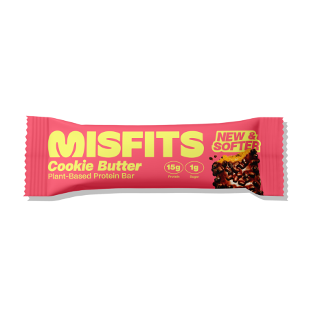 Suplimente alimentare -  Misfits Plant-based Protein Bar, Cookie Butter Flavor, Baton Proteic Vegan Cu Aroma De Biscuiti Cu Unt, 50g