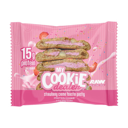 Suplimente alimentare - My Cookie Dealer Protein Cookie , Strawberry Creme Toaster Pastry, Biscuit Proteic Cu Aroma De Prajitura Cu Crema De Capsuni, 63 G