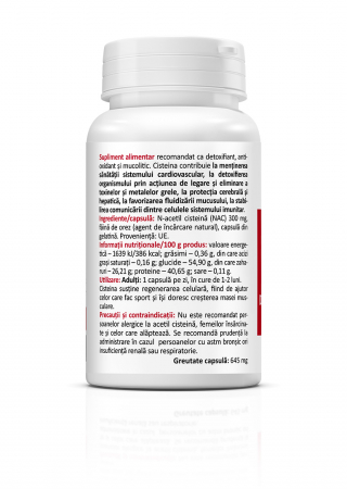 NAC (N-Acetyl Cysteine ,Detoxifiant, antioxidant, mucolitic) [1]
