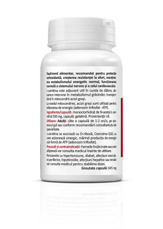 N-ACETYL L-CARNITINE (pentru protectia inimii si a creierului. Util in curele de slabire . Creste rezistenta la efort)60CPS [1]