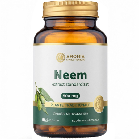Capsule/comprimate/siropuri - Neem 500 mg — 60 capsule cu extract concentrat din fructe de Neem pentru susținerea digestiei, imunității și sănătății pielii