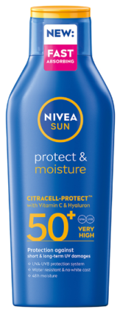 Afectiuni Frecvente - NIVEA Sun Protect & Moisture SPF50+ 400 ml – Loțiune hidratantă pentru corp cu protecție solară foarte ridicată și Vitamina C