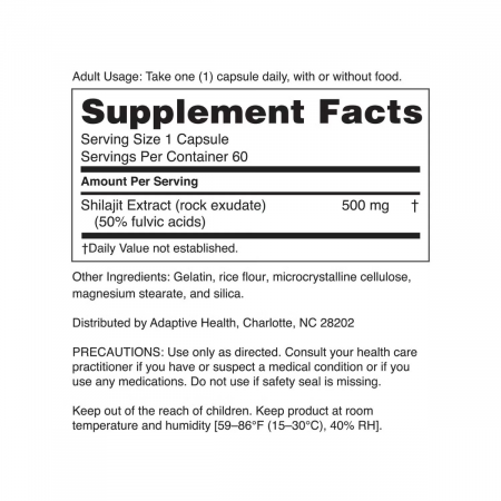 Nugenix Shilajit 500 Mg, Rasina Pura De Shilajit Din Himalaya, 60 Cps [2]