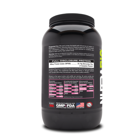 Nutrabio 100% Whey Protein Isolate, Izolat Proteic Din Zer Cu Aroma De Inghetata Cu Capsuni, 907 G [2]