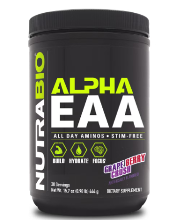 Suplimente alimentare - Nutrabio Alpha Eaa Grape Berry Crush Flavor, Aminoacizi Cu Aroma De Struguri Si Fructe De Padure, 444 G