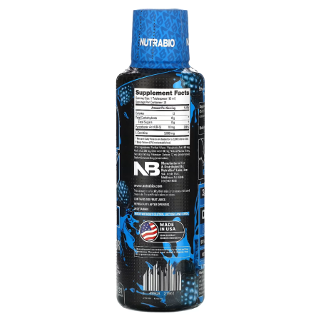 Nutrabio L-carnitine 3000 Blue Razz Flavor, L-carnitina Lichida, Cu Aroma De Punch De Blue Razz, 473 Ml [1]