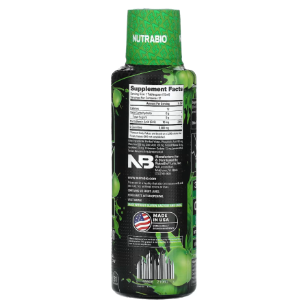 Nutrabio L-carnitine 3000 Green Apple Flavor, L-carnitina Lichida, Cu Aroma De Punch De Mar Verde, 473 Ml [1]