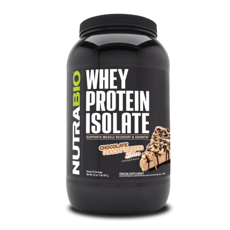 Suplimente alimentare - Nutrabio Whey Protein Isolate Chocolate Peanut Butter Bliss, Izolat De Proteina Din Zer Cu Aroma De Ciocolata Si Unt De Arahide, 907 G
