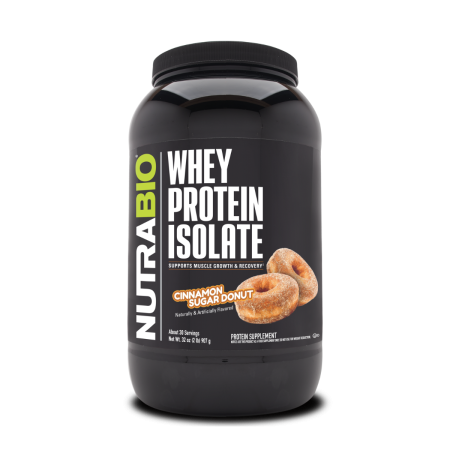 Suplimente alimentare - Nutrabio Whey Protein Isolate Cinnamon Sugar Donut, Izolat De Proteina Din Zer Cu Aroma De Gogosi Cu Scortisoara Si Zahar, 907g