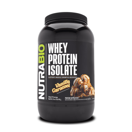 Suplimente alimentare - Nutrabio Whey Protein Isolate Vanilla Caramel, Izolat De Proteina Din Zer Cu Aroma De Caramel Si Vanilie, 907 G
