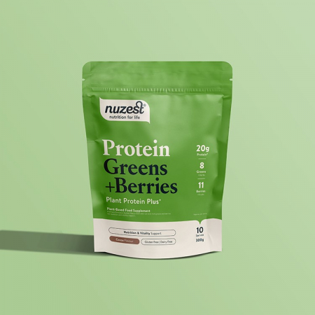 Suplimente alimentare - Nuzest Proteina Vegetală cu Superalimente și Fructe de Pădure, Aromă de Ciocolată