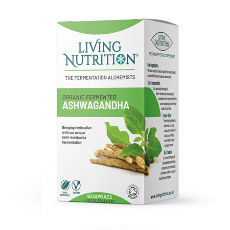 Organic Fermented Ashwagandha 600 mg Full Spectrum (60 capsule), Living Nutrition [1]
