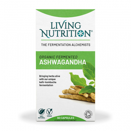 Suplimente alimentare - Organic Fermented Ashwagandha 600 mg Full Spectrum (60 capsule), Living Nutrition