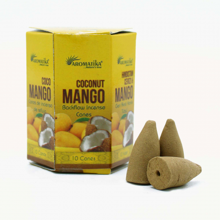 Reduceri/Lichidari de stoc - Pachet de 10 conuri de Tamaie Masala Fum Curgator - Cocos si Mango