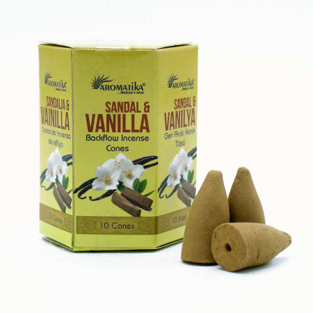 Reduceri/Lichidari de stoc - Pachet de 10 CONURI de Tamaie Masala Fum Curgator - Lemn de Santal si Vanilie
