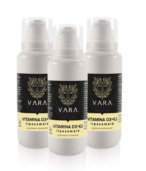 Produse VARA - Pachet Economic x3 Vitamina D3K2 Copii/Adulti Lipozomal Premium - Drogheria Vara - 200 ml - Vanilie(carii/alergii/astm/dezvoltare osoasa copii)