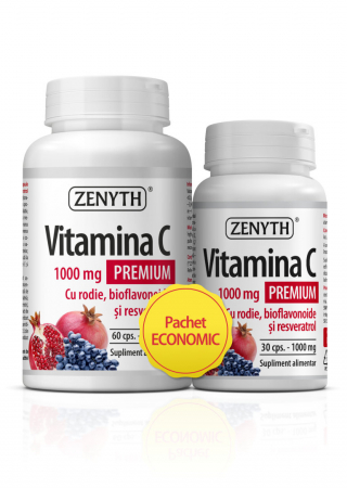 Pachete PROMO Suplimente - Pachet Vitamina C Premium cu rodie, 1000 mg, 90 cps