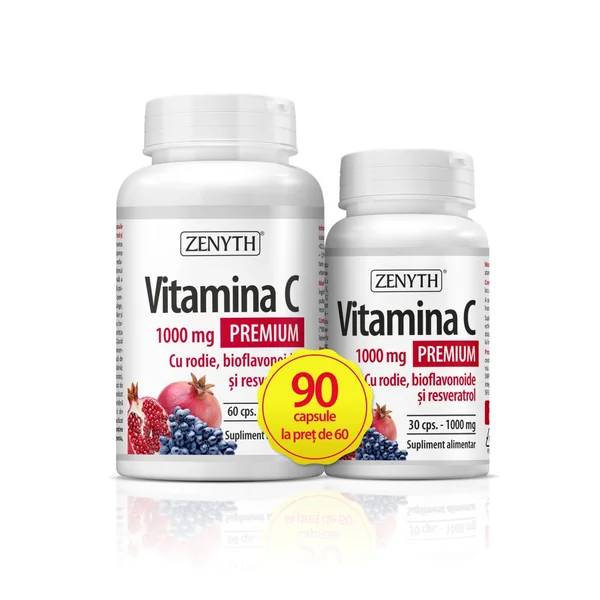 Imunitate - Pachet Vitamina C Premium cu Rodie (60+30 Capsule)