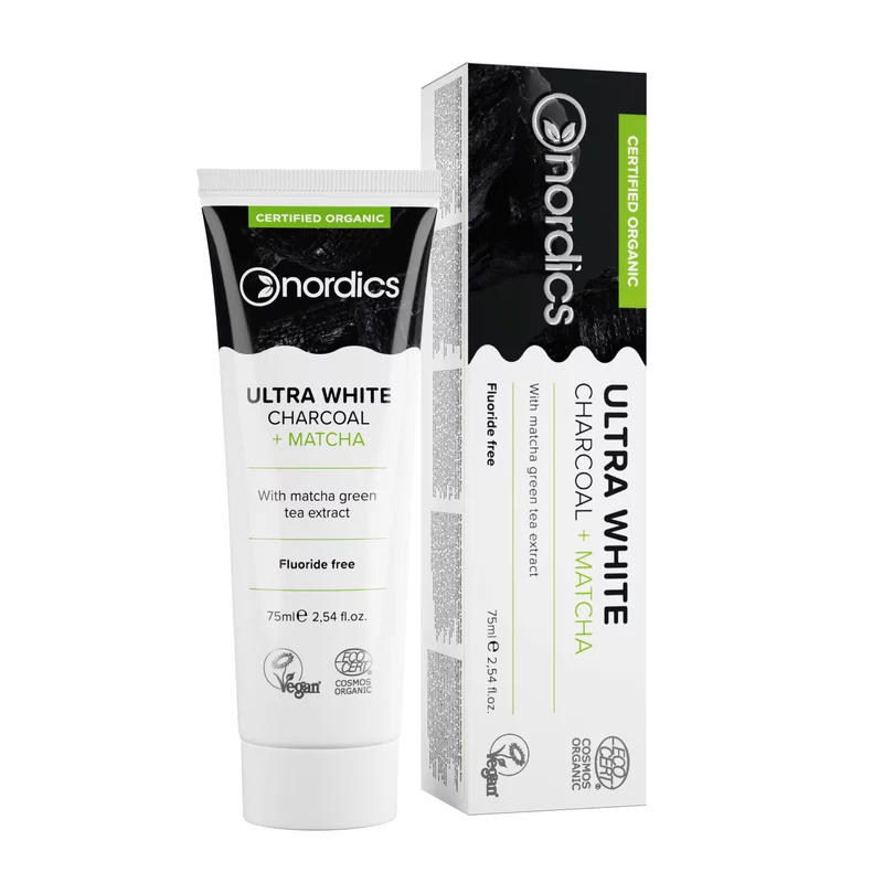 Cosmetice - Pasta de dinti pt. albire cu carbune si matcha, 75ml Nordics