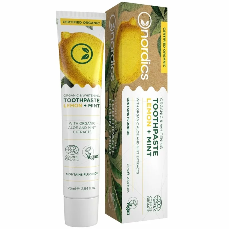 Suplimente alimentare - Pasta de dinti pt. albire cu lamaie si menta bio, 75ml Nordics