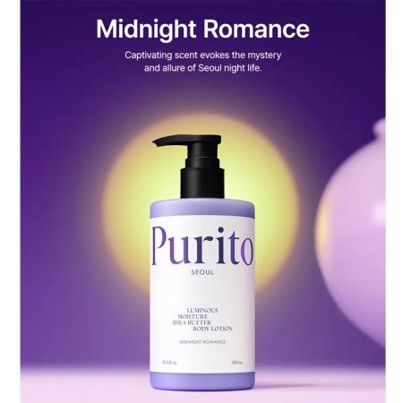 PURITO SEOUL Luminous Moisture Shea Butter Body Lotion Midnight Romance – Loțiune hidratantă și parfumată pentru corp, 300 ml [1]