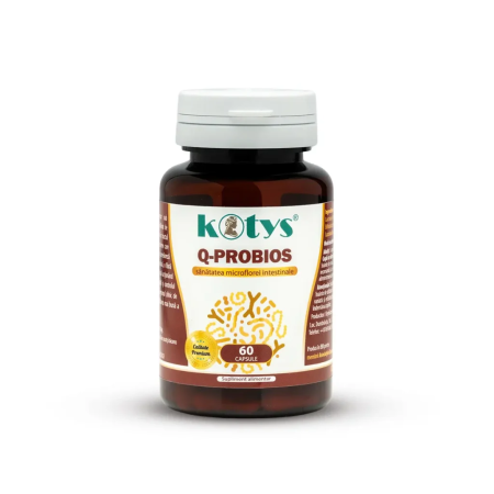 Ficat & detox - Q-Probios Kotys cu 7 culturi microbiene și 400 mg inulină, 60 capsule – susținerea echilibrului florei intestinale