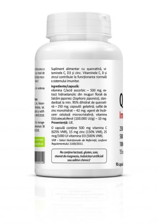 Quercetin Immune Complex, 90 capsule(quercetina, vitaminele C si D3 plus zinc,Imunitate, profilaxia si tratamentul infectiilor virale) [1]