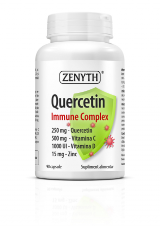Suplimente Piele - Quercetin Immune Complex, 90 capsule(quercetina, vitaminele C si D3 plus zinc,Imunitate, profilaxia si tratamentul infectiilor virale)