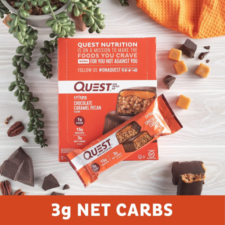 Quest Hero Crispy Baton Proteic Cu Aroma De Ciocolata, Nuci Pecan Si Caramel, 60 G [3]
