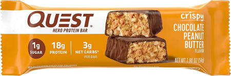 Suplimente alimentare - Quest Hero Crispy Baton Proteic Cu Aroma De Ciocolata Si Unt De Arahide, 54 G