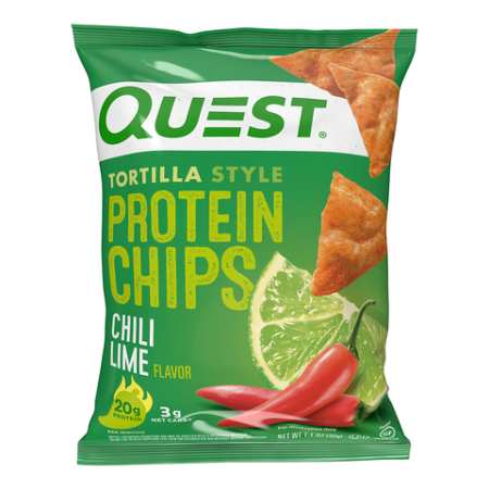 Suplimente alimentare - Quest Tortilla Style Protein Chips, Chipsuri Proteice, Cu Aroma De Chili Si Lime, 32 G