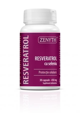 Suplimente Piele - Resveratrol 450 mg cu Seleniu (actiune anti-aging si de protectie cardiovasculara) * 30 cps