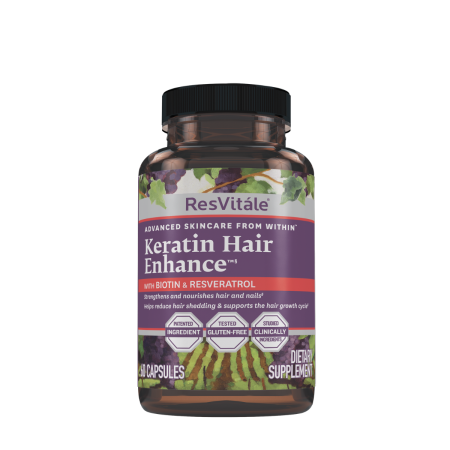 Suplimente alimentare - Resvitale Keratin Hair Enhance, Keratina Cu Biotina Si Resveratrol, 60 Cps