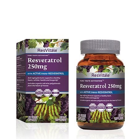 Suplimente alimentare - Resvitale Resveratrol 250 Mg Cu Quercetina, Formula Avansata Triactiv Pentru Activarea Genei Longevitatii Cu Trans-resveratrol, 120 Cps