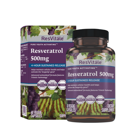 Suplimente alimentare - Resvitale Resveratrol 500 Mg Cu Quercetina, Formula Avansata Triactiv Pentru Activarea Genei Longevitatii Cu Trans-resveratrol, 60 Cps