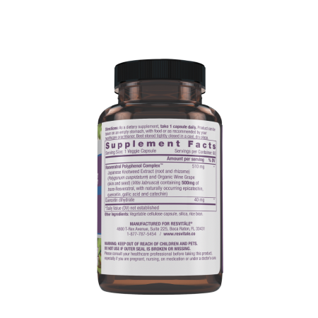 Resvitale Resveratrol 500 Mg Cu Quercetina, Formula Avansata Triactiv Pentru Activarea Genei Longevitatii Cu Trans-resveratrol, 60 Cps [1]