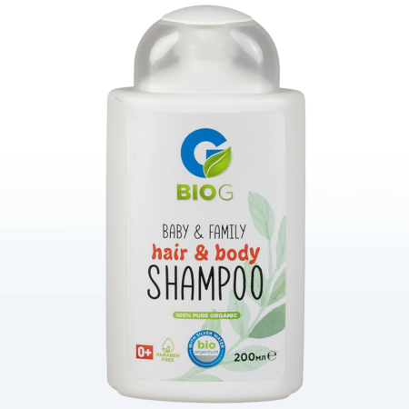 Cosmetice - Șampon Natural Bebeluși 2 în 1 BIO G BABY 200 ml - pentru Păr și Corp cu Saponaria, Mușețel și Uleiuri Vegetale