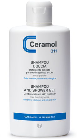 Cosmetice - Șampon și gel de duș pentru piele și scalp sensibil, 200 ml, Ceramol - curățare delicată pentru corp și păr